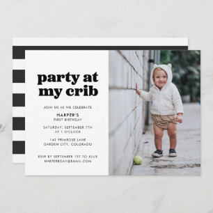 Invitación Fiesta en mi cuna, primer Fiesta de cumpleaños