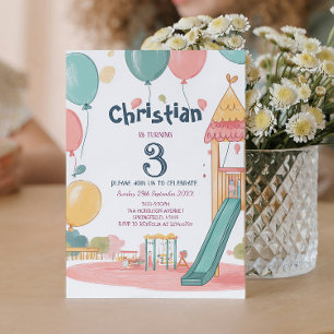 Invitación Fiesta en parque y globos Niños fiesta de cumpleañ