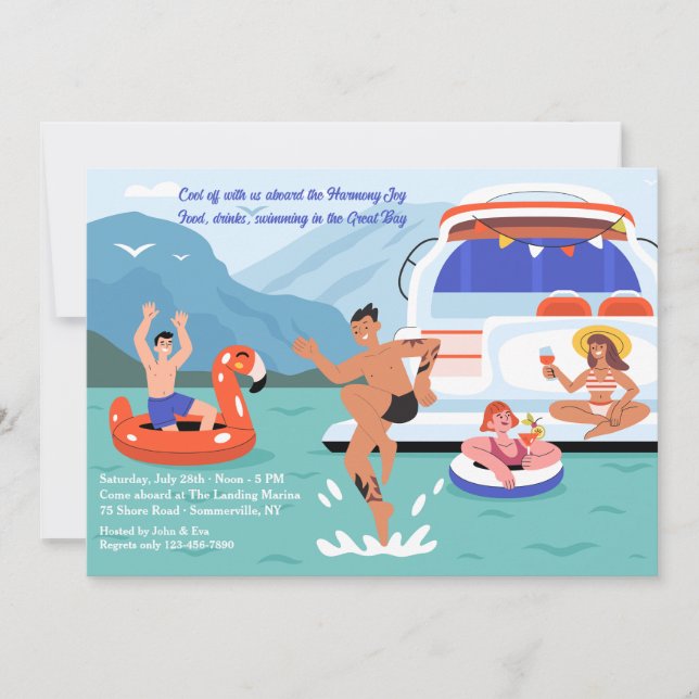 Invitación Fiesta en un yate (Anverso)