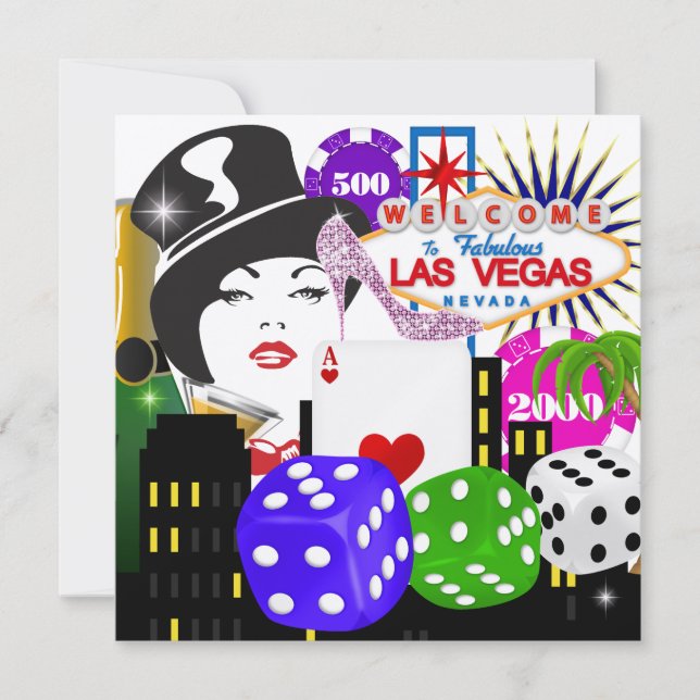 Invitación Fiesta en Vegas - Casino / Póquer - SRF (Anverso)