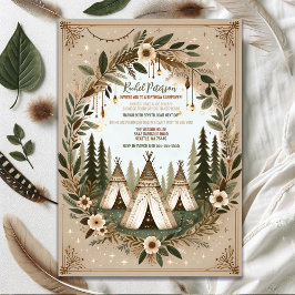 Invitación Fiesta encantado de Boho Forest Teepee Sleepover
