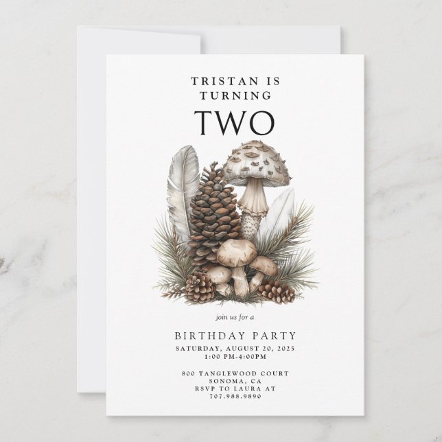 Invitación Fiesta encantado del segundo cumpleaños del bosque (Anverso)