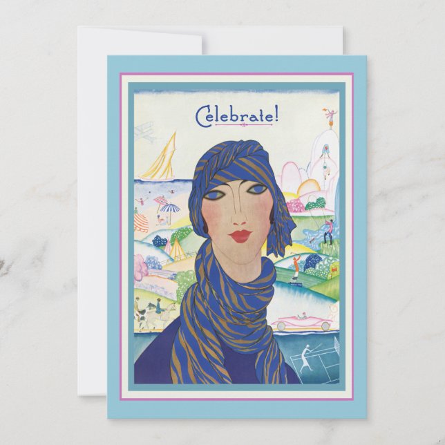 Invitación Fiesta encantador de la mujer del art déco del (Anverso)