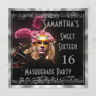 Invitación Fiesta enmascarado de la bola dieciséis del