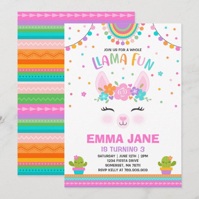 Invitación Fiesta entero de la diversión de la llama de la (Anverso / Reverso)