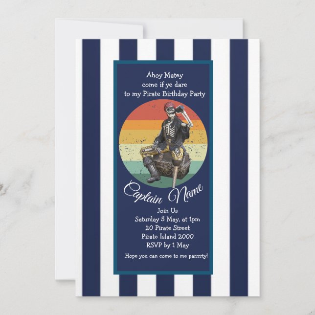 Invitación Fiesta Épica de Piratas Esqueletos (Anverso)