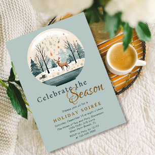 Invitación Fiesta Escandinava de Navidad con Ciervos Hygge