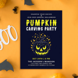 Invitación Fiesta escultor de calabaza nocturna de Halloween