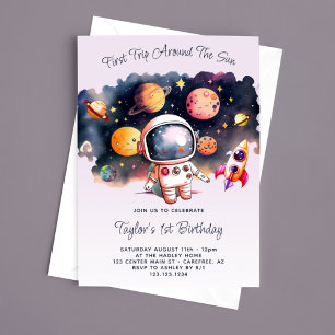 Invitación Fiesta Espacial Primer Viaje Alrededor del Sol