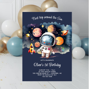 Invitación Fiesta Espacial Primer Viaje Alrededor Del Sol