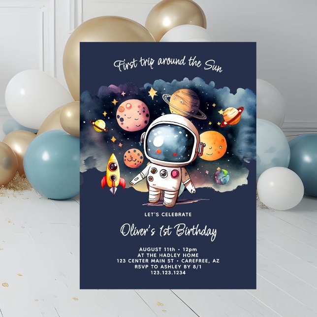 Invitación Fiesta Espacial Primer Viaje Alrededor Del Sol (Subido por el creador)