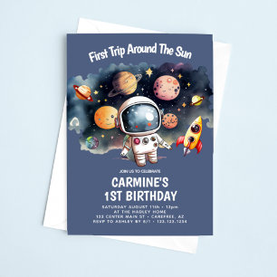Invitación Fiesta Espacial Primer Viaje Alrededor Del Sol 1er