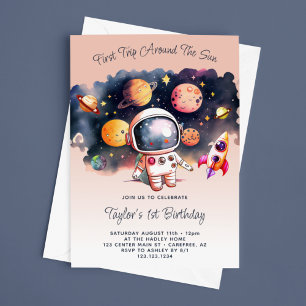 Invitación Fiesta Espacial Primer Viaje Alrededor del Sol Mel