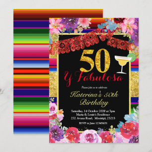 Invitación Fiesta Español 50 y fabuloso cumpleaños