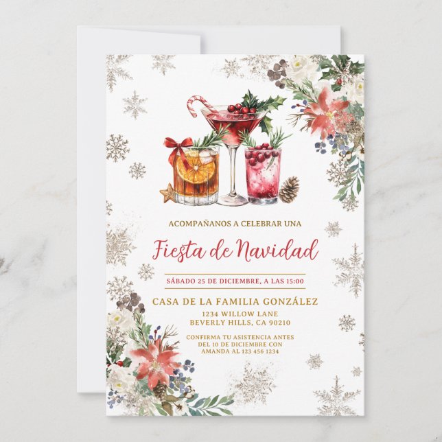 Invitación Fiesta española de Navidad Navidad (Anverso)