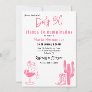 Invitación Fiesta Española Sucia de los 30 Cumpleaños 30 Aniv