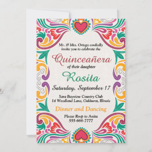 Invitación Fiesta Española Tradicional Quinceañera en la Fron