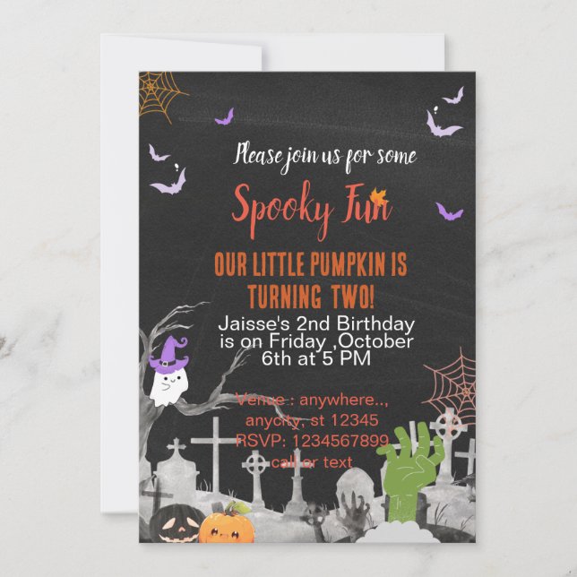 Invitación Fiesta especial de Halloween con diversión fantasm (Anverso)