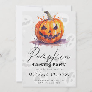 Invitación Fiesta espeluznante de calabaza gris de Jack-O'
