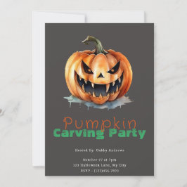Invitación Fiesta espeluznante de calabaza gris de Jack-O'