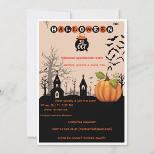 Invitación Fiesta Espeluznante de Halloween