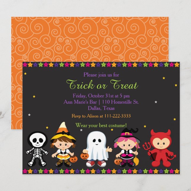 Invitación Fiesta espeluznante de Halloween (Anverso / Reverso)