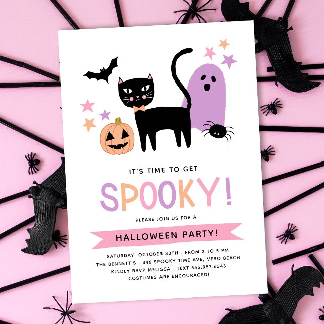 Invitación Fiesta espeluznante de Halloween para el gato negr (Subido por el creador)