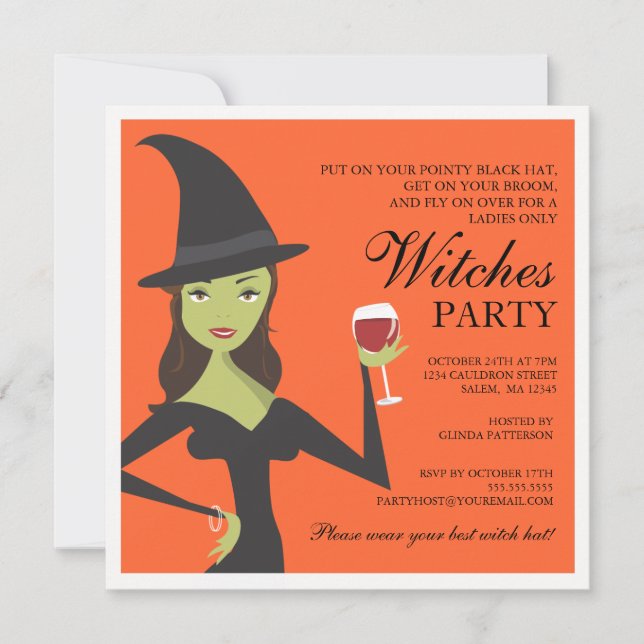 Invitación Fiesta espeluznante de Moda  Halloween (Anverso)
