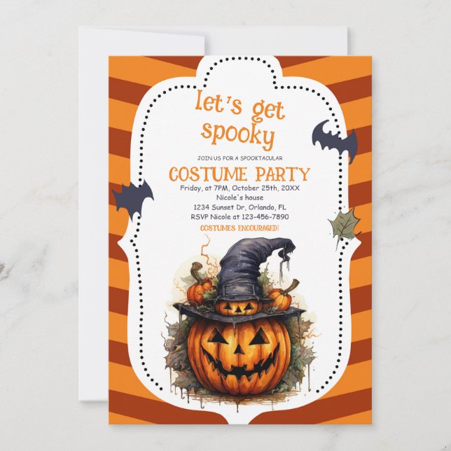 Invitación Fiesta espeluznante Gorra de Brujas de Halloween (Anverso)