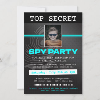 Invitación Fiesta espía de agente secreto