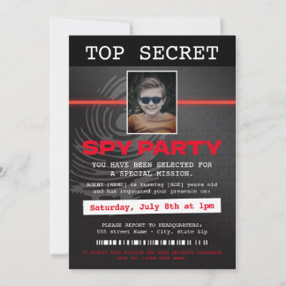 Invitación Fiesta espía de agente secreto