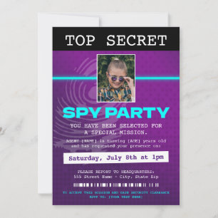 Invitación Fiesta espía de agente secreto