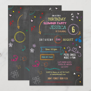 Invitación Fiesta estatista Craft Pens Art Chalk Cumpleaños