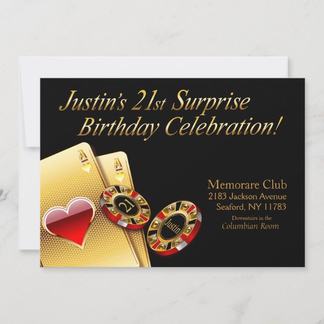 Invitación Fiesta estilo casino me pide que ponga nombres en  (Anverso)