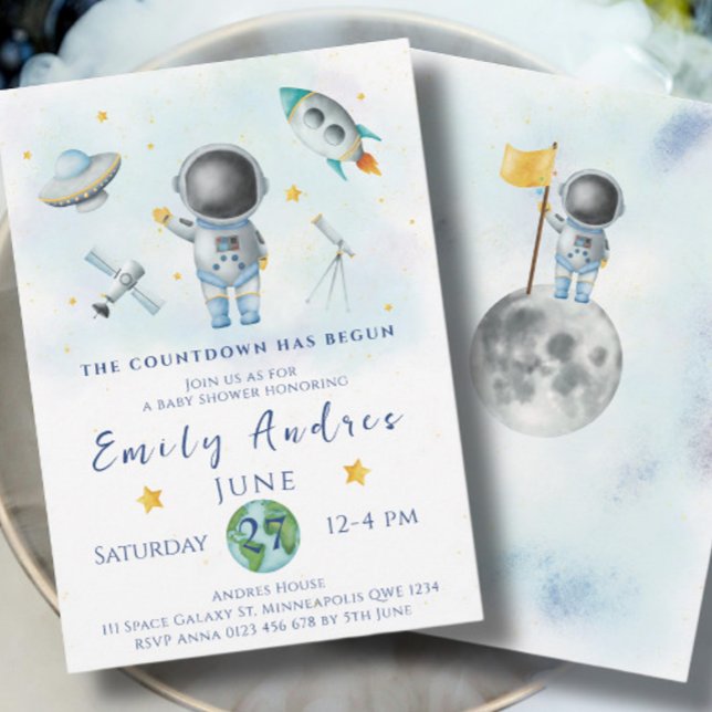 Invitación Fiesta estrella de cohetes de Astronauta de Space  (Subido por el creador)