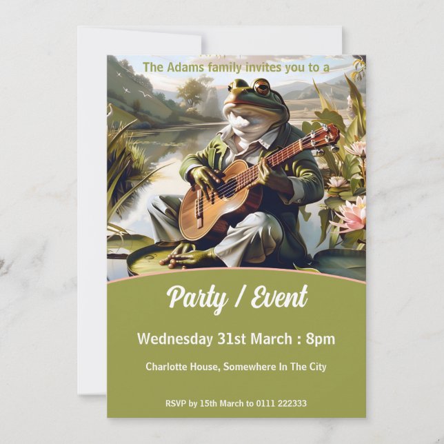 Invitación Fiesta/evento de Frog Minstrel (Anverso)