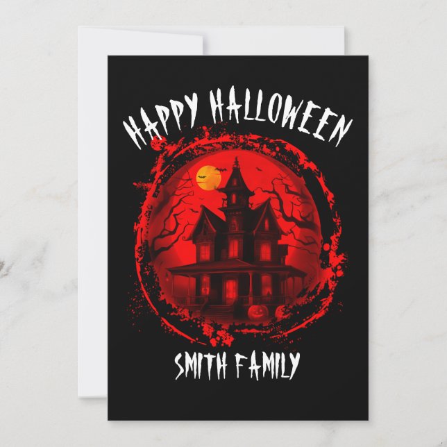 INVITACIÓN FIESTA FAMILIAR DE HALLOWEEN EN CASA EMBRUJADA PER (Anverso)