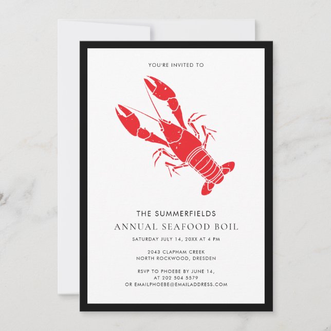Invitación Fiesta Familiar de Langostinos de Verano con Boil  (Anverso)