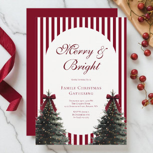 Invitación Fiesta Familiar de Navidad con Lazo de Acuarela Ro