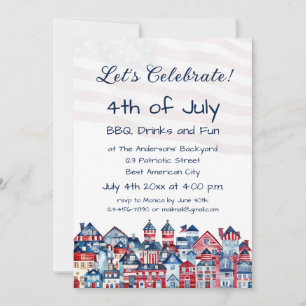 Invitación Fiesta Familiar Elegante del 4 de Julio BBQ 