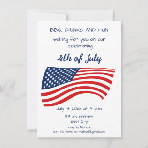 Invitación Fiesta familiar minimalista y elegante del 4 de ju