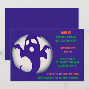 Invitación Fiesta fantasma Blue Purple Spooky Halloween