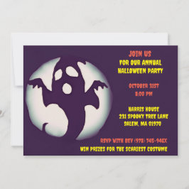 Invitación Fiesta fantasma de Halloween blanco y negro