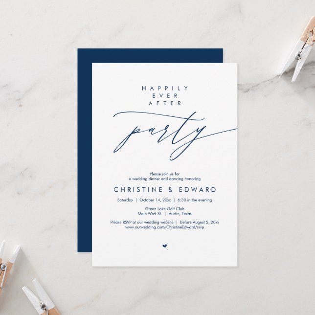 Invitación Fiesta Felices para Siempre, Cena de Boda Moderna (Anverso/Reverso In Situ)