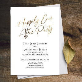 Invitación Fiesta Felices Para Siempre Dorado Tipografía Eleg