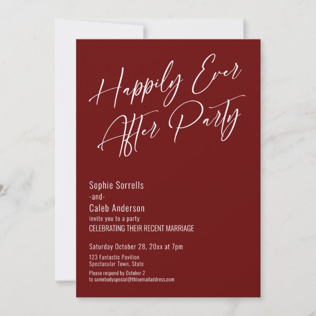 Invitación Fiesta Felices Para Siempre Elegancia Moderna Burg (Anverso)