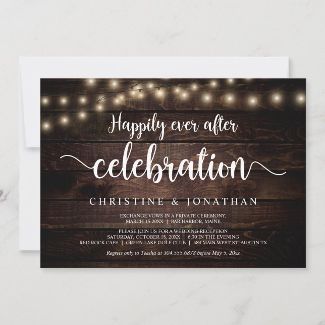 Invitación Fiesta Felices Para Siempre, Luces de Cadena, Fuga (Anverso)