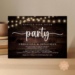 Invitación Fiesta Felices para Siempre, Luces de Cuerda Rústi