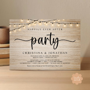 Invitación Fiesta Felices para Siempre, Luces de Cuerda Rústi