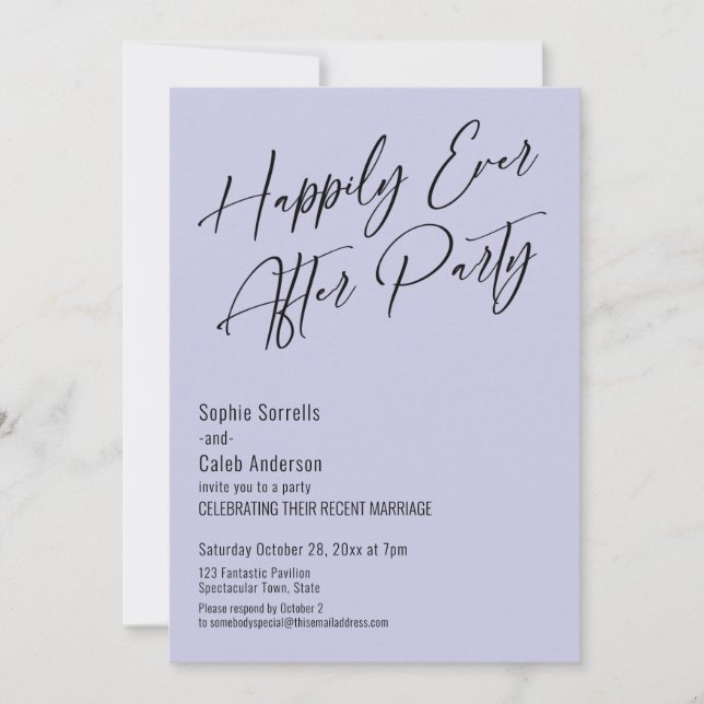 Invitación Fiesta Felices para Siempre Moderna Elegante Lavan (Anverso)